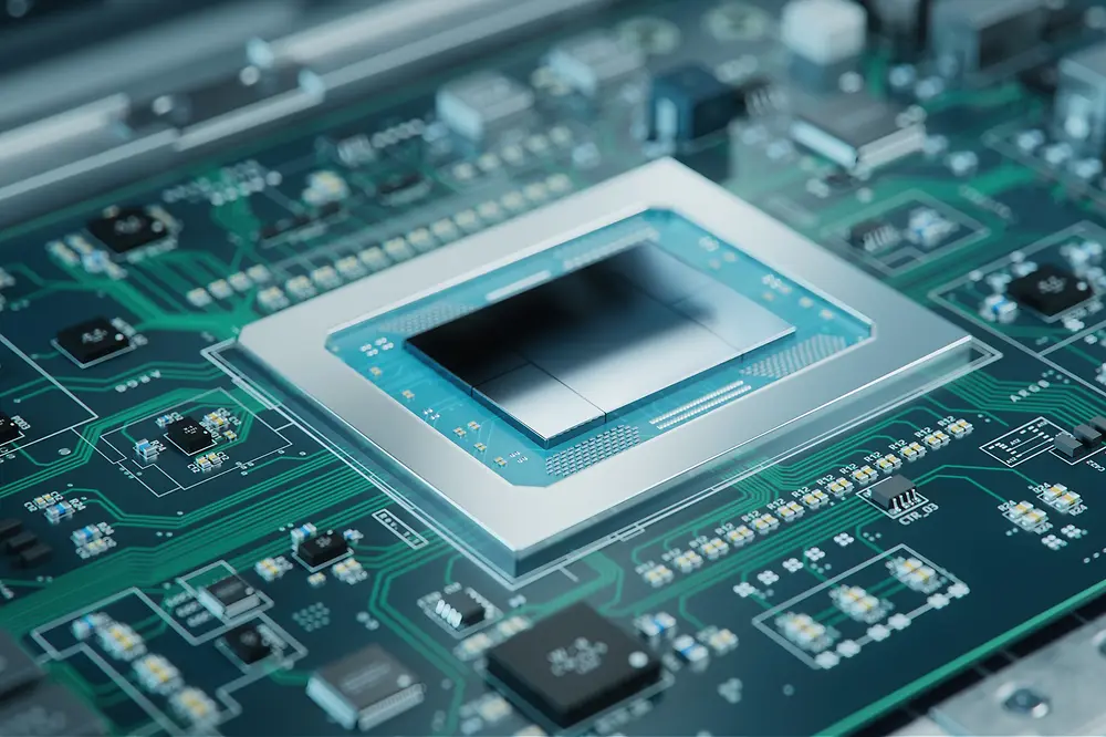 Close up circuit board microchip